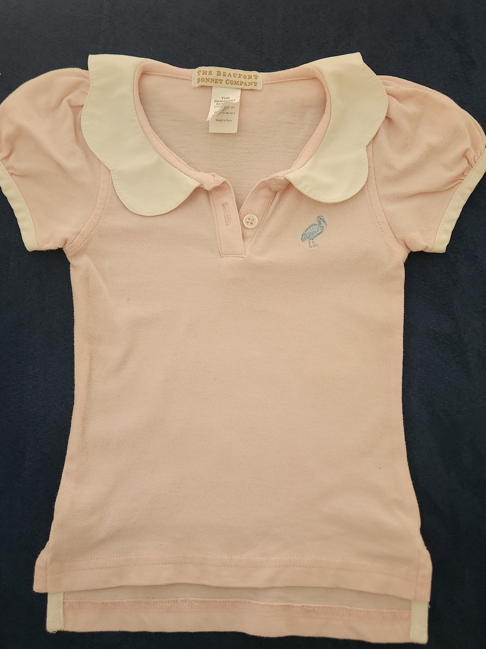 The Beaufort Bonnet Company Girls' Pink Polo Top with Peter Pan Collar 2t